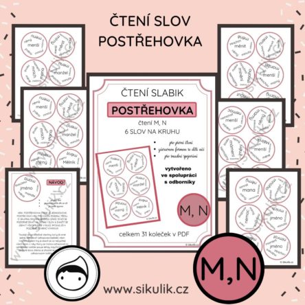 ČTENÍ SLABIK postřehovka – procvičení čtení M, N