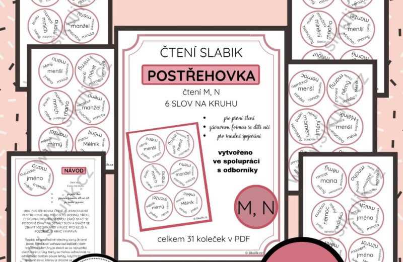 ČTENÍ SLABIK postřehovka – procvičení čtení M, N