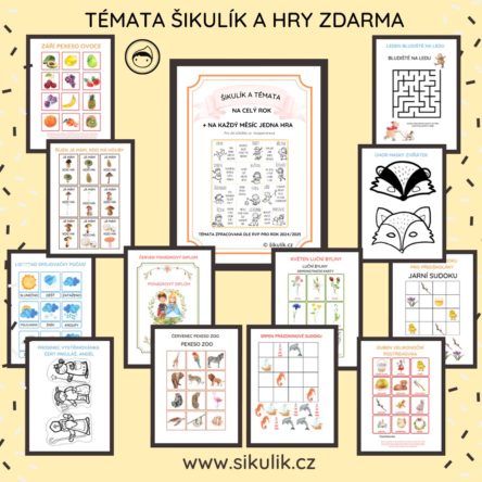 TÉMATA ŠIKULÍK ZPRACOVANÁ DLE RVP PRO ROK 2024/2025 + NA KAŽDÝ MĚSÍC MATERIÁL ZDARMA